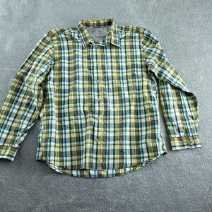 Eddie Bauer Mens XL Plaid Long Sleeve Shirt Nylon/Polyester Blend Button 5847